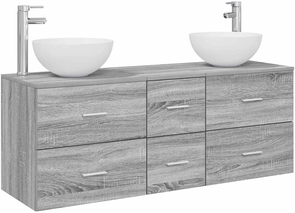 Vonios spintos komplektas 3 vnt. Pilka Sonoma 129 x 35 x 80 cm