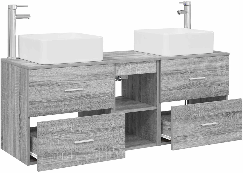 Vonios spintos komplektas 3 vnt. Pilka Sonoma 129 x 41 x 80 cm