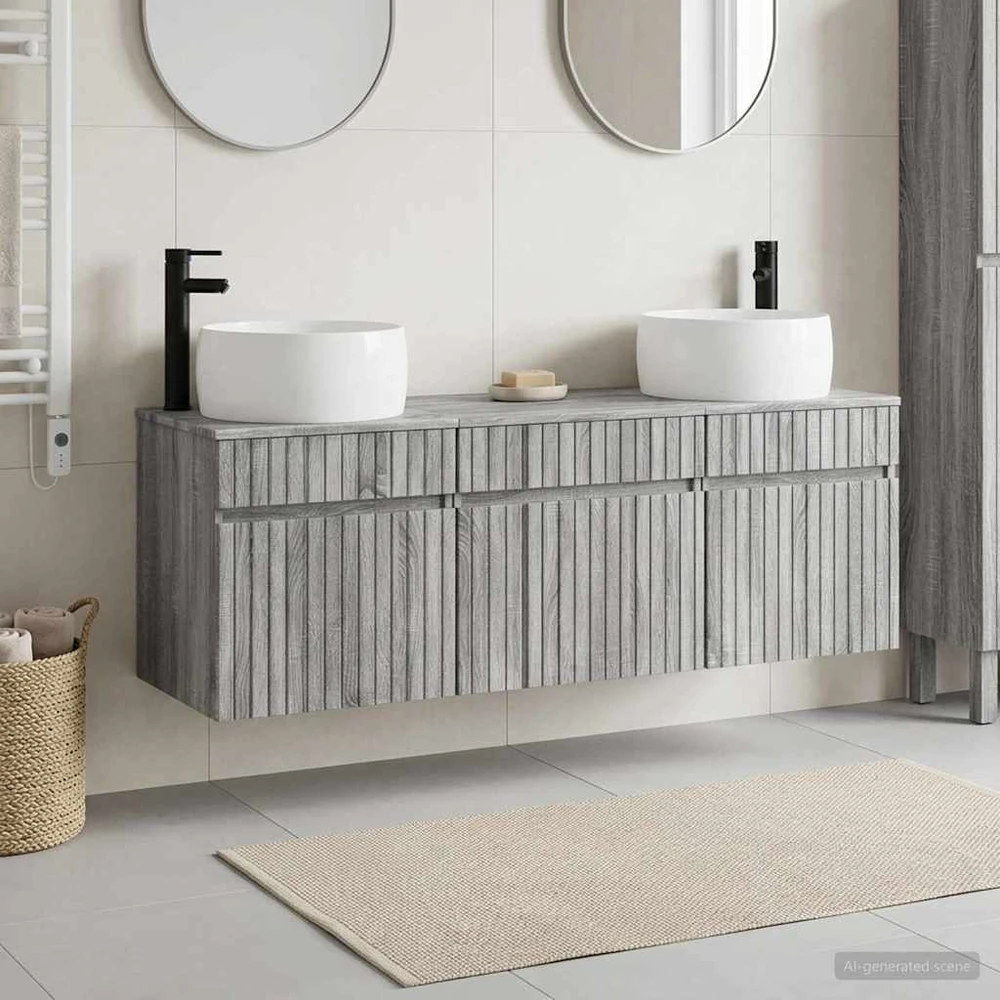 Vonios spintos komplektas 3 vnt. Pilka Sonoma 49 x 44,5 x 66 cm