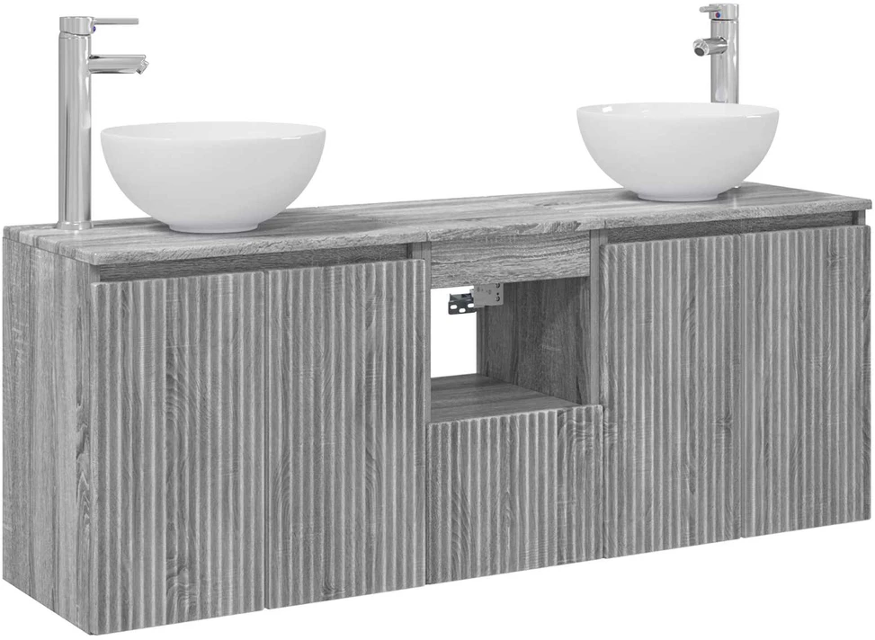 Vonios spintos komplektas 3 vnt. Pilka Sonoma 129 x 35 x 80 cm