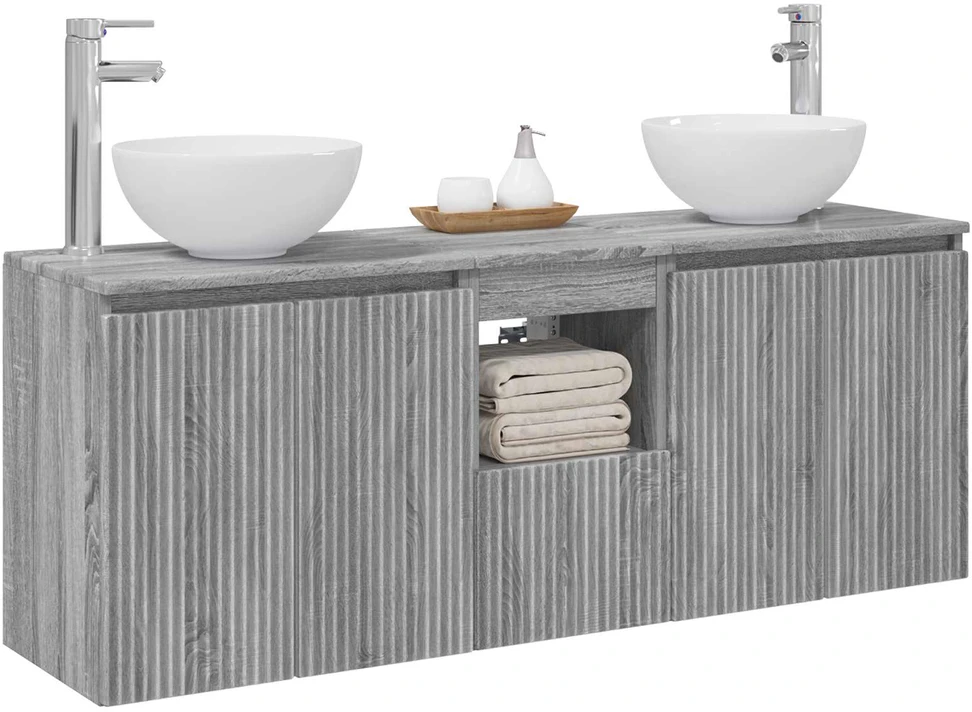 Vonios spintos komplektas 3 vnt. Pilka Sonoma 129 x 41 x 80 cm