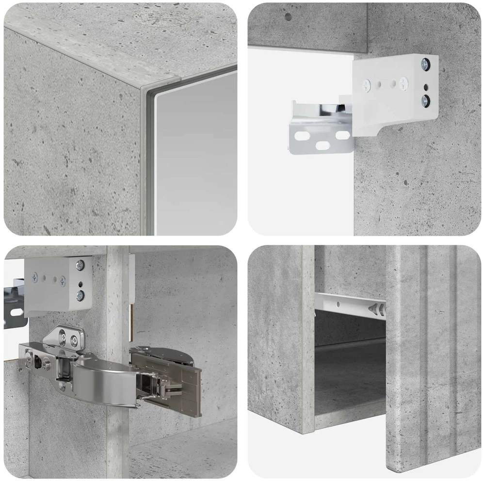 Vonios spintos komplektas 4 vnt. Betono pilka Apdirbta mediena