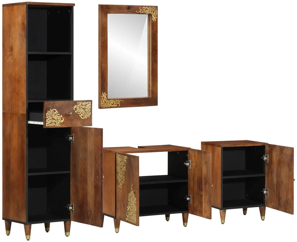 Vonios spintos komplektas 4 vnt. Medus ruda 62 x 33 x 58 cm