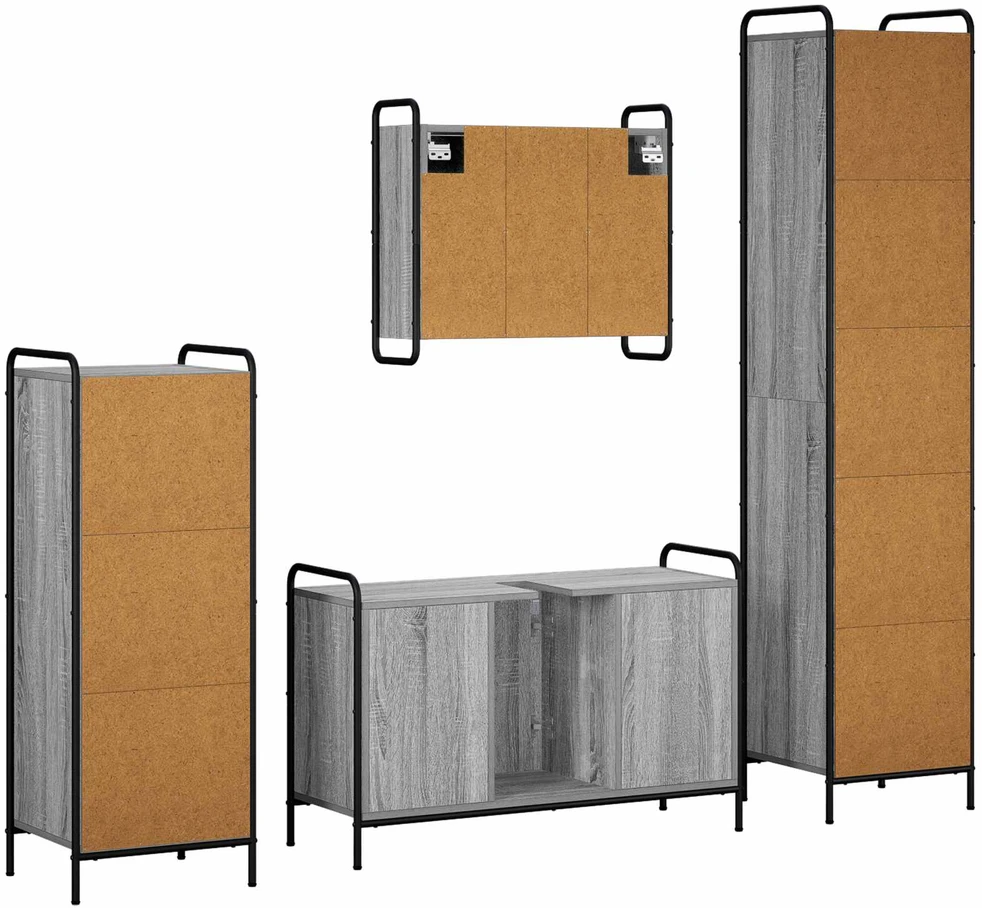 Vonios spintos komplektas 4 vnt. Pilka Sonoma 40 x 36 x 181 cm