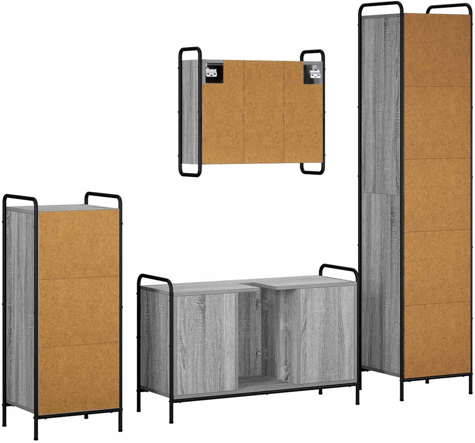 Vonios spintos komplektas 4 vnt. Pilka Sonoma 40 x 36 x 181 cm