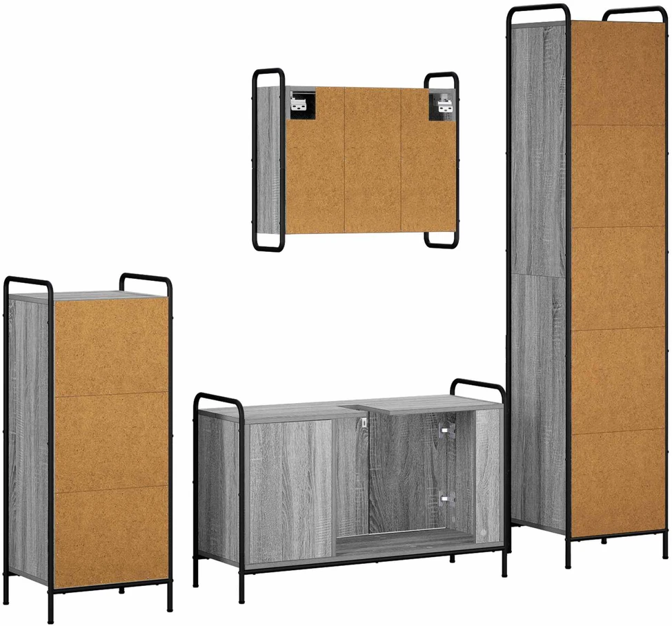 Vonios spintos komplektas 4 vnt. Pilka Sonoma 40 x 36 x 181 cm