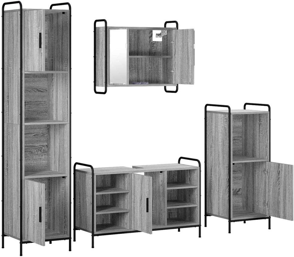 Vonios spintos komplektas 4 vnt. Pilka Sonoma 40 x 36 x 181 cm