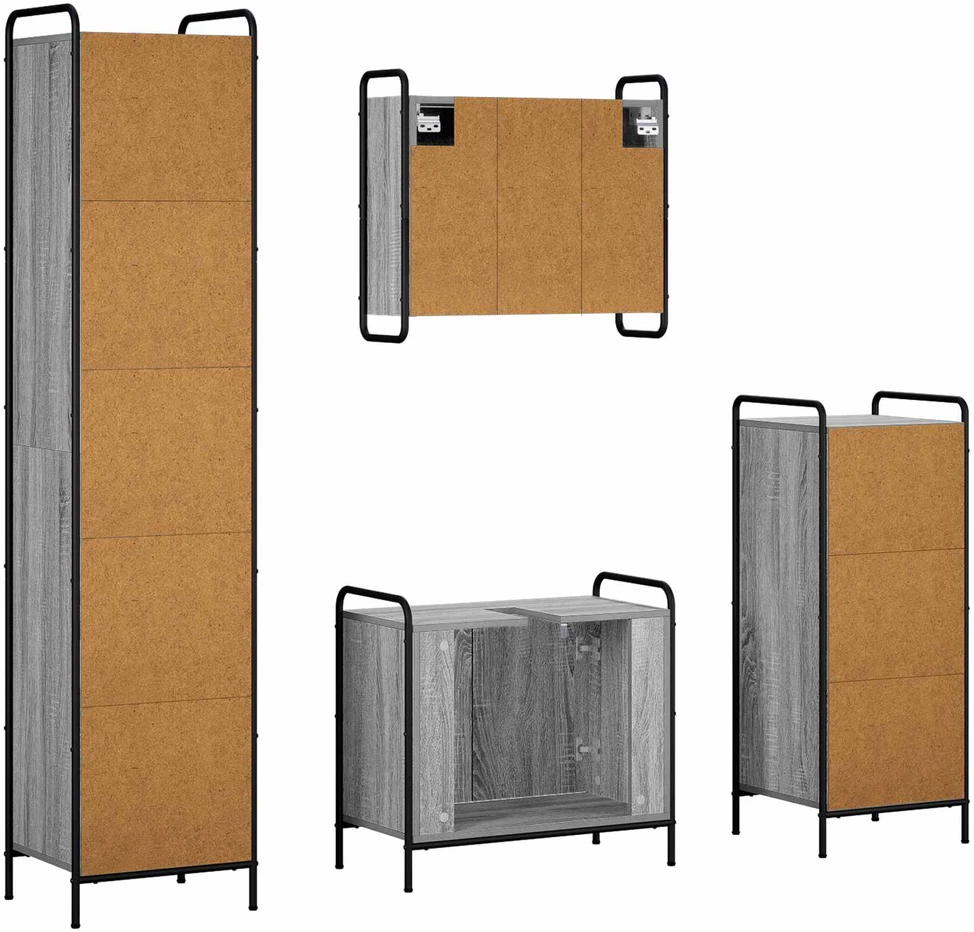 Vonios spintos komplektas 4 vnt. Pilka Sonoma 40 x 36 x 181 cm