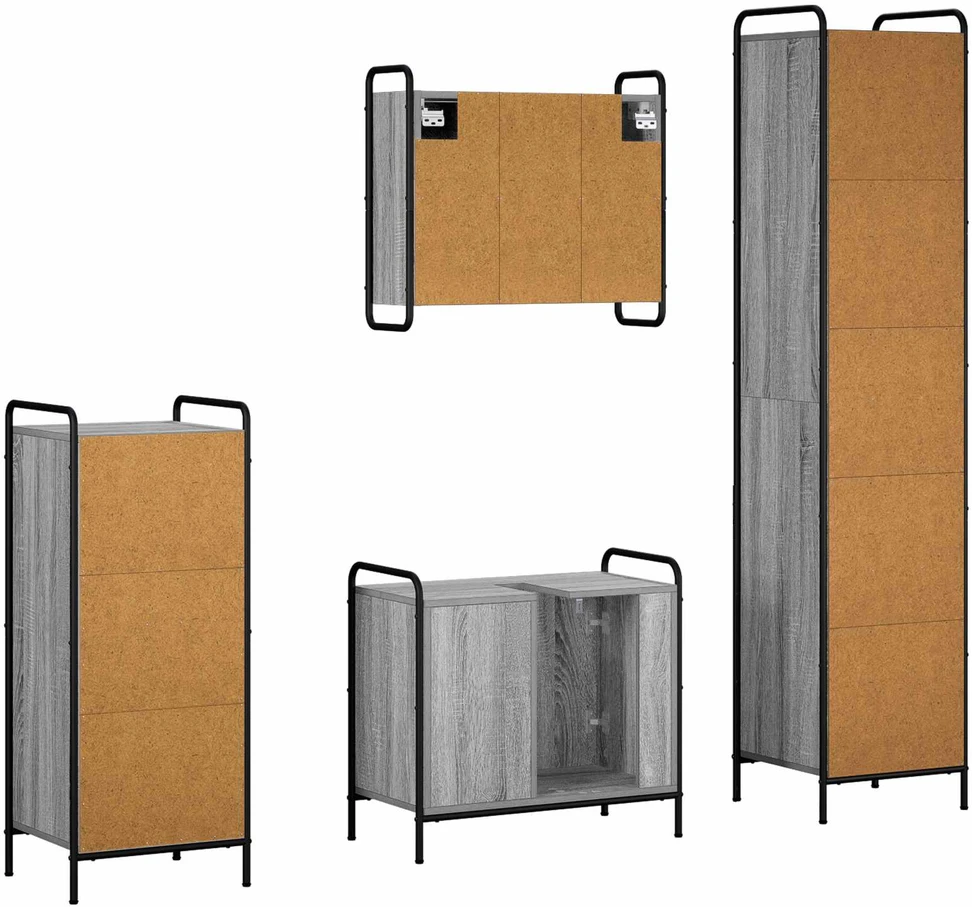 Vonios spintos komplektas 4 vnt. Pilka Sonoma 40 x 36 x 181 cm