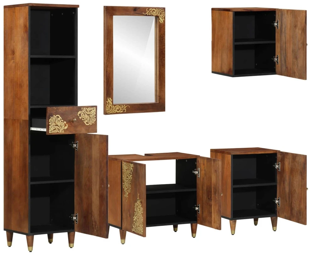 Vonios spintos komplektas 5 vnt. Medus ruda 62 x 33 x 58 cm
