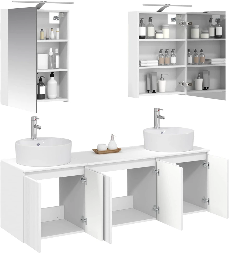 Vonios spintos komplektas 5 vnt. Balta Apdirbta mediena