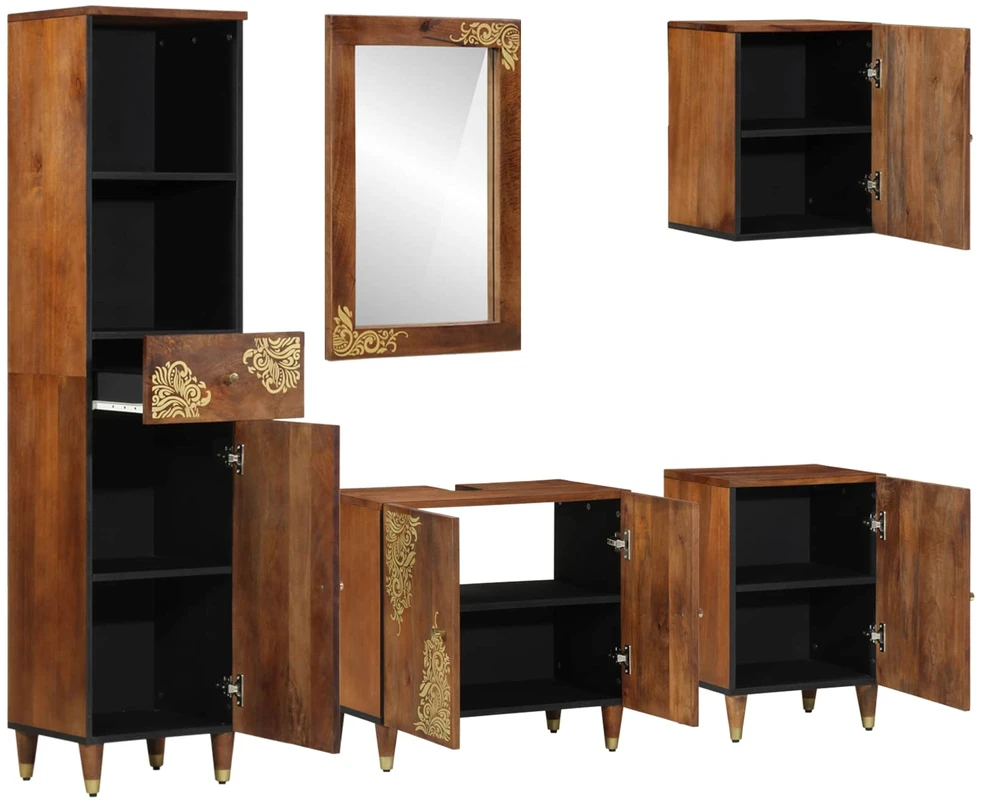 Vonios spintos komplektas 5 vnt. Medus ruda 62 x 33 x 58 cm