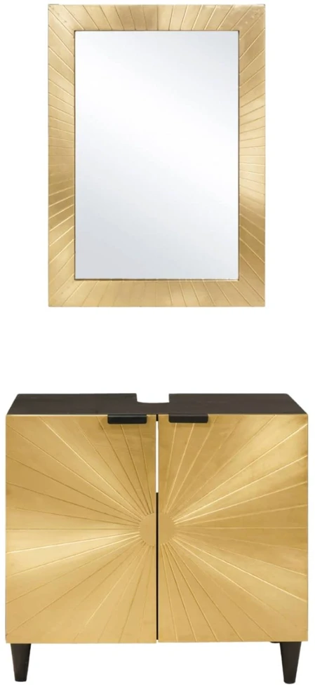 Vonios spintos komplektas 2 vnt. Juoda ir Brass 62 x 33 x 58 cm
