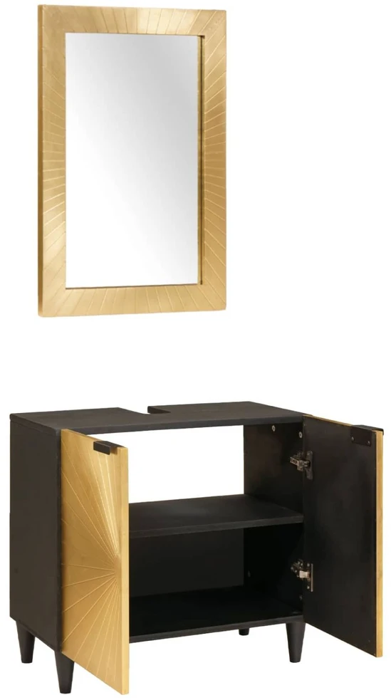 Vonios spintos komplektas 2 vnt. Juoda ir Brass 62 x 33 x 58 cm