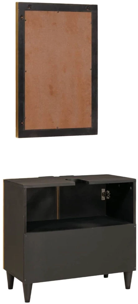 Vonios spintos komplektas 2 vnt. Juoda ir Brass 62 x 33 x 58 cm