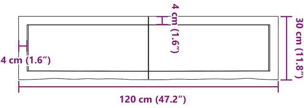 Vonios stalviršis, šviesiai rudas, 120x30x(2-4)cm, mediena