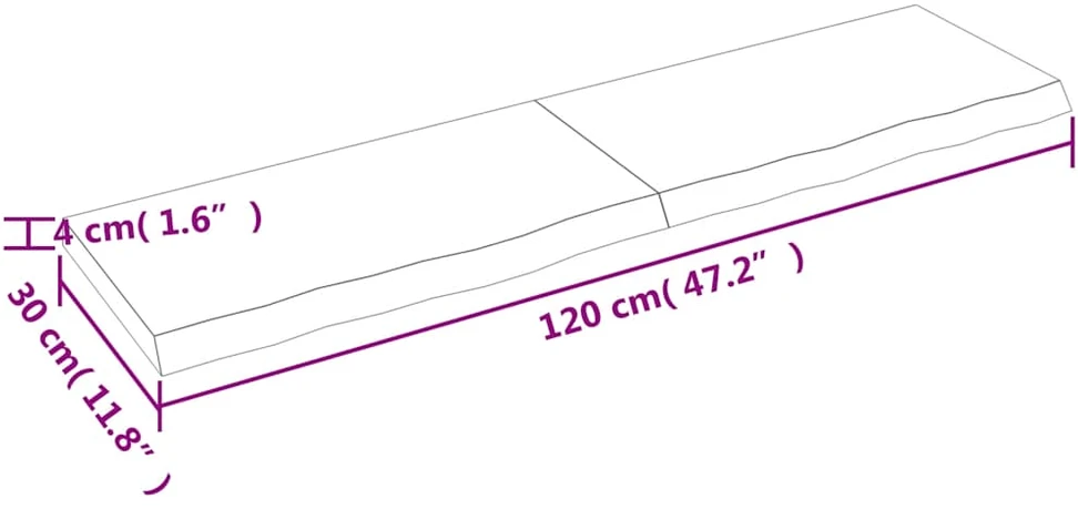 Vonios stalviršis, šviesiai rudas, 120x30x(2-4)cm, mediena