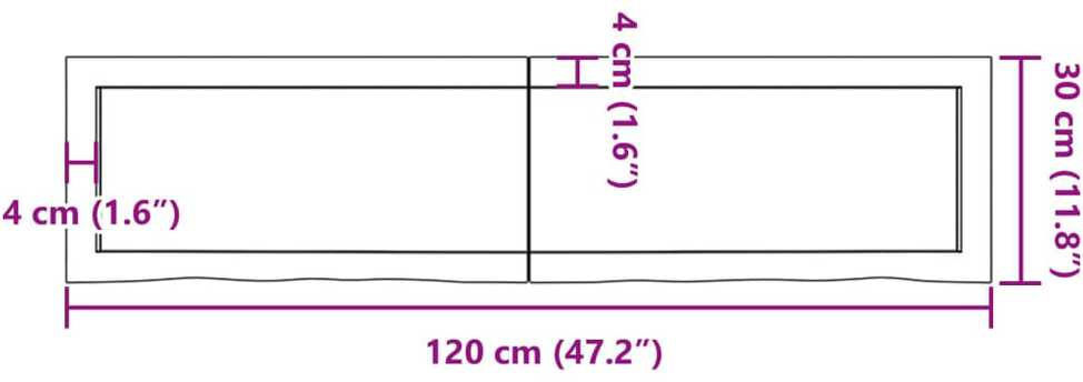 Vonios stalviršis, šviesiai rudas, 120x30x(2-4)cm, mediena