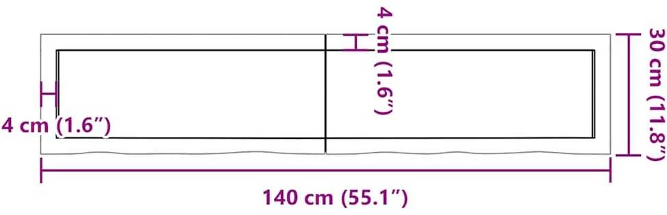 Vonios stalviršis, šviesiai rudas, 140x30x(2-4)cm, mediena