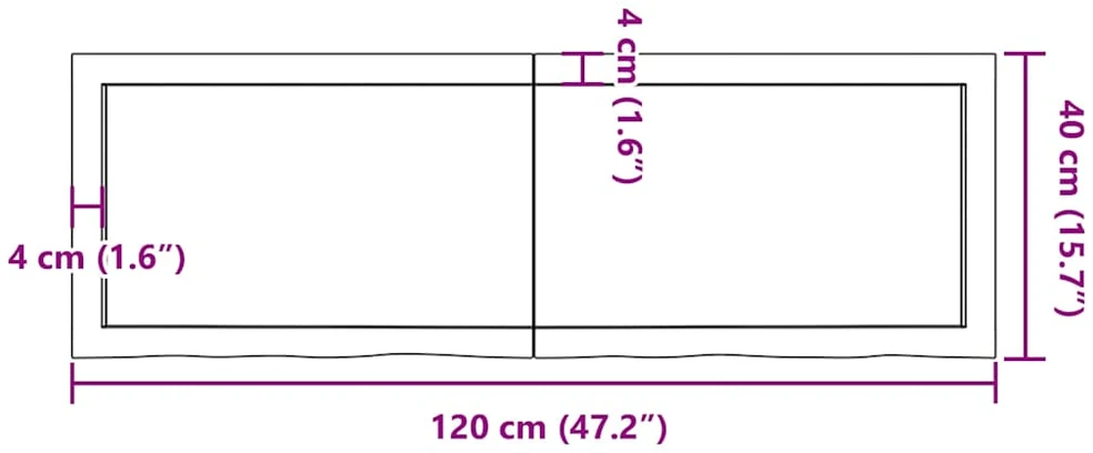 Vonios stalviršis, tamsiai rudas, 120x40x(2-6)cm, mediena