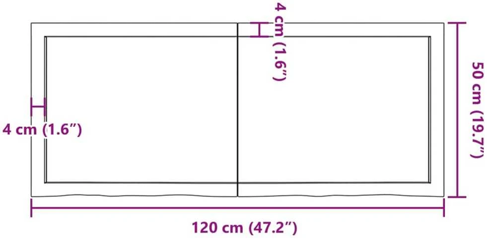 Vonios stalviršis, tamsiai rudas, 120x50x(2-4)cm, mediena