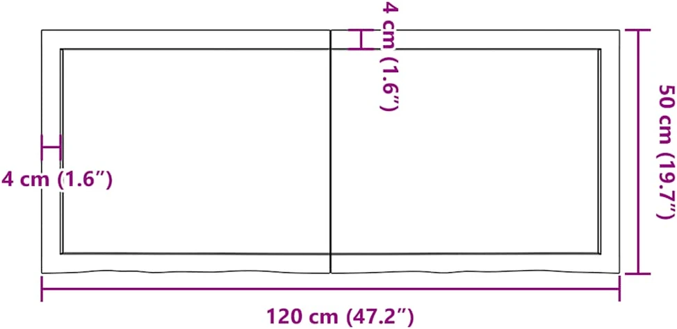 Vonios stalviršis, tamsiai rudas, 120x50x(2-4)cm, mediena