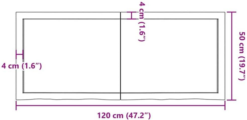 Vonios stalviršis, tamsiai rudas, 120x50x(2-6)cm, mediena