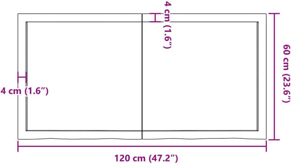 Vonios stalviršis, tamsiai rudas, 120x60x(2-4)cm, mediena