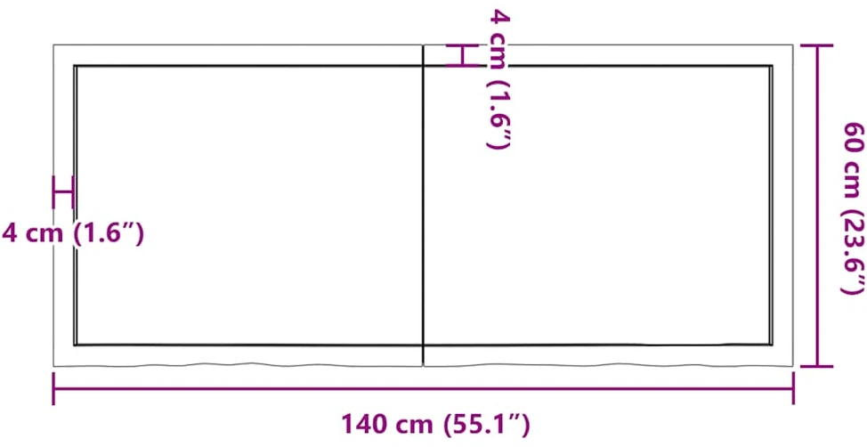 Vonios stalviršis, tamsiai rudas, 140x60x(2-6)cm, mediena