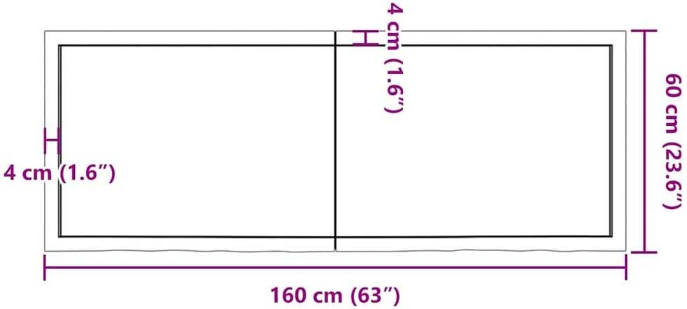 Vonios stalviršis, tamsiai rudas, 160x60x(2-4) cm, mediena