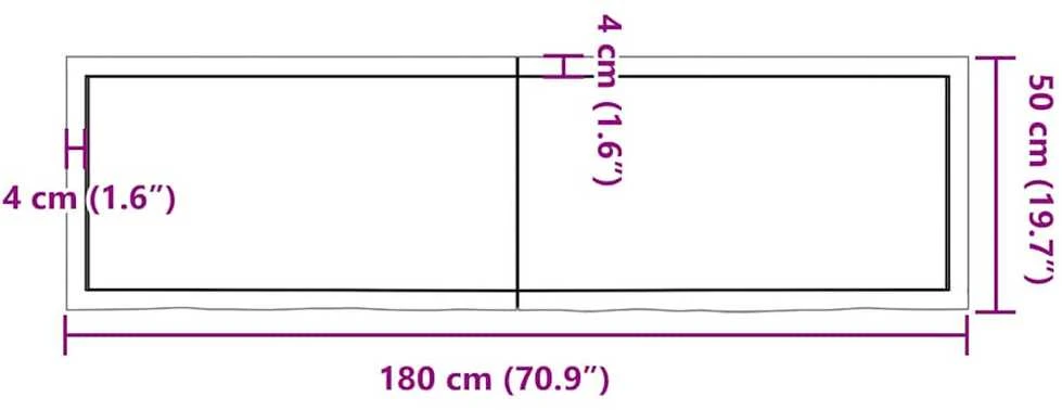Vonios stalviršis, tamsiai rudas, 180x50x(2-6)cm, mediena