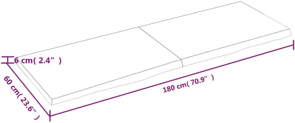 Vonios stalviršis, tamsiai rudas, 180x60x(2-6)cm, mediena