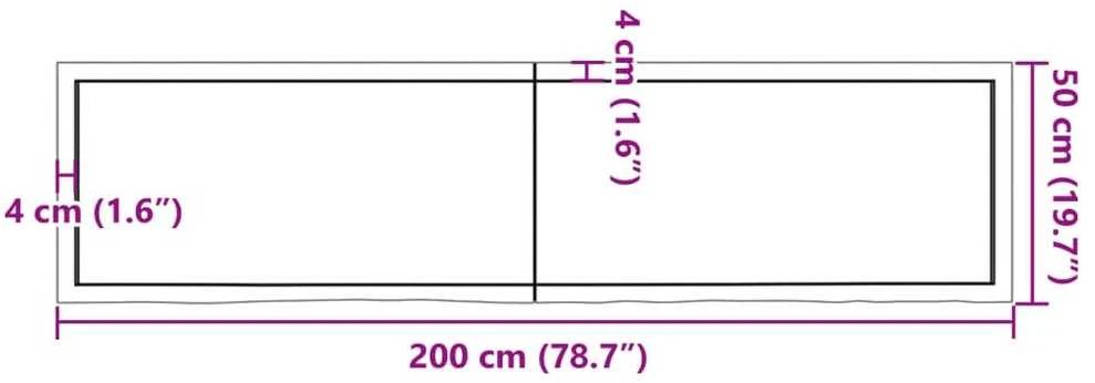 Vonios stalviršis, tamsiai rudas, 200x50x(2-6)cm, mediena