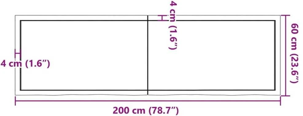 Vonios stalviršis, tamsiai rudas, 200x60x(2-4)cm, mediena