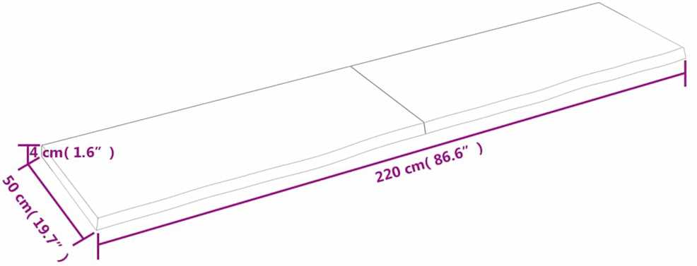 Vonios stalviršis, tamsiai rudas, 220x50x(2-4) cm, mediena