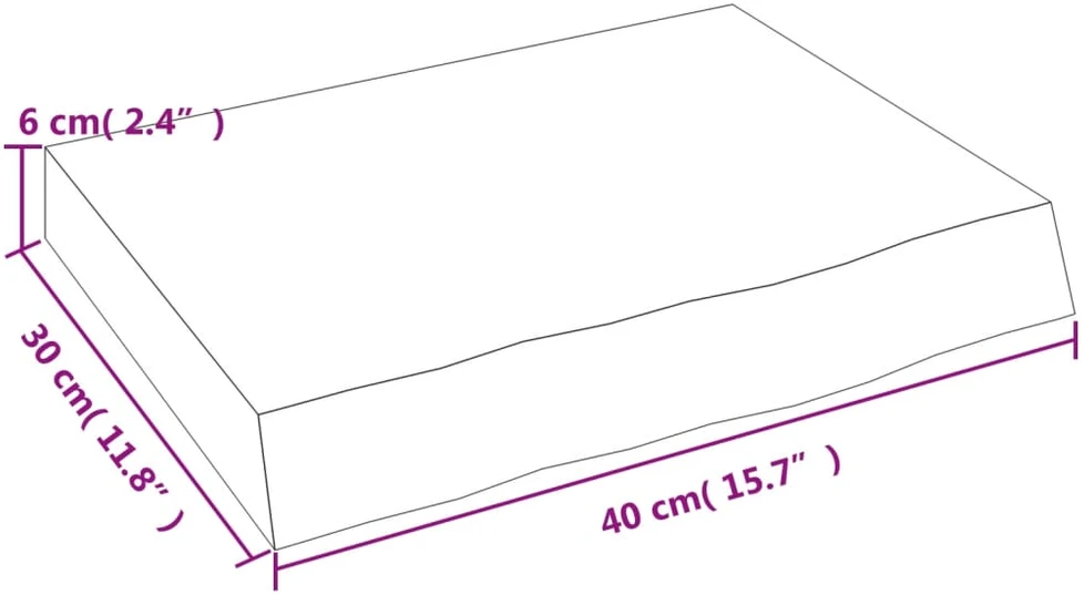 Vonios stalviršis, tamsiai rudas, 40x30x(2-6) cm, mediena