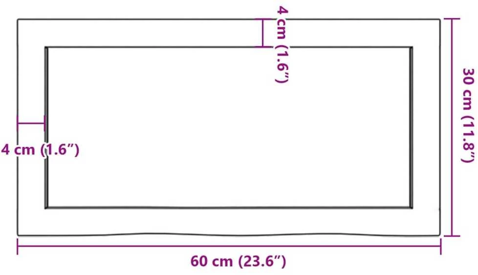 Vonios stalviršis, tamsiai rudas, 60x30x(2-4) cm, mediena