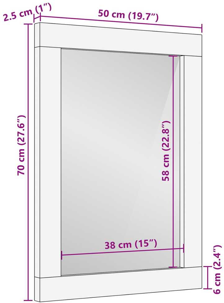 Vonios veidrodis Ruda 70 x 50 x 2.5 cm Stiklas ir kieta akacija