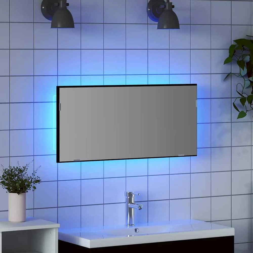 Veidrodis juoda ąžuolo 80 x 37 cm Stiklas ir inžinerinė mediena
