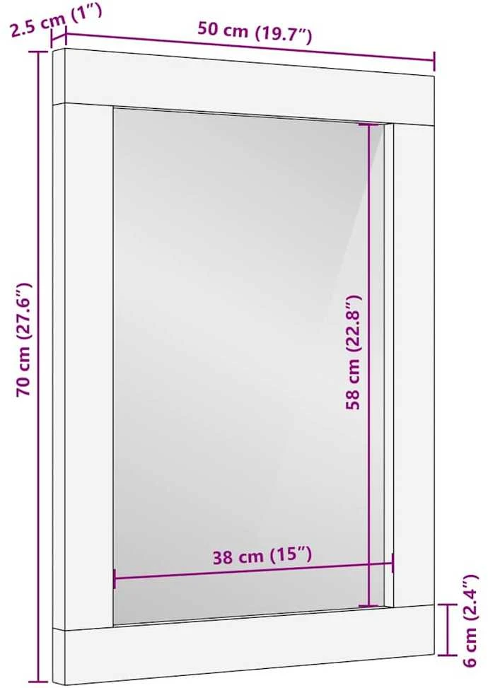 Vonios veidrodis Juodas ir sidabrinis 70 x 50 x 2,5 cm