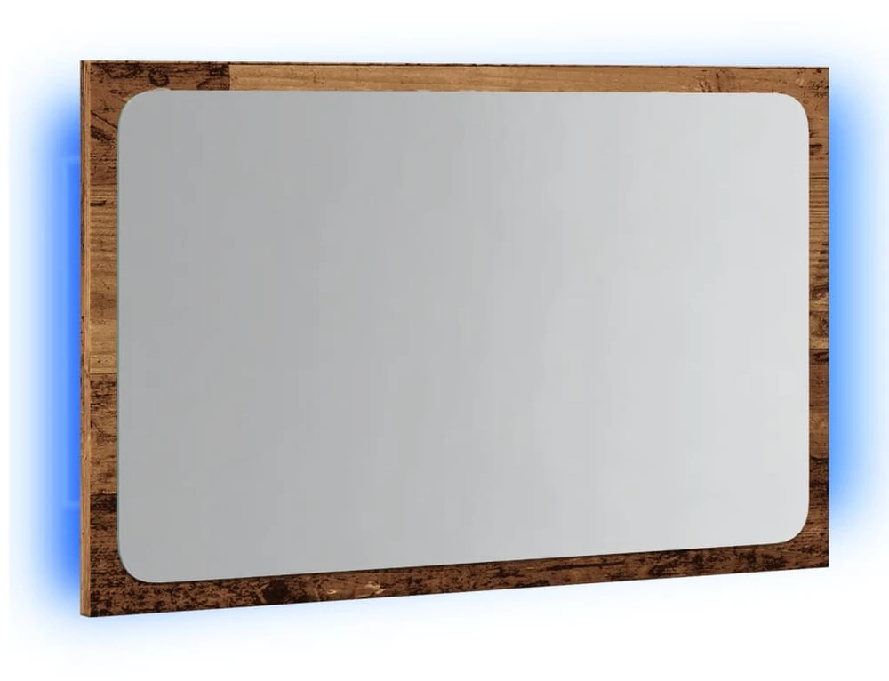 Vonios veidrodis su LED apšvietimu, medienos, 60x8,5x38cm