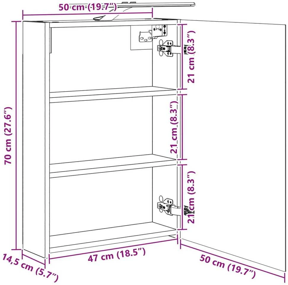 Vonios veidrodžio spinta Meistrų ąžuolas 50 x 14,5 x 70 cm