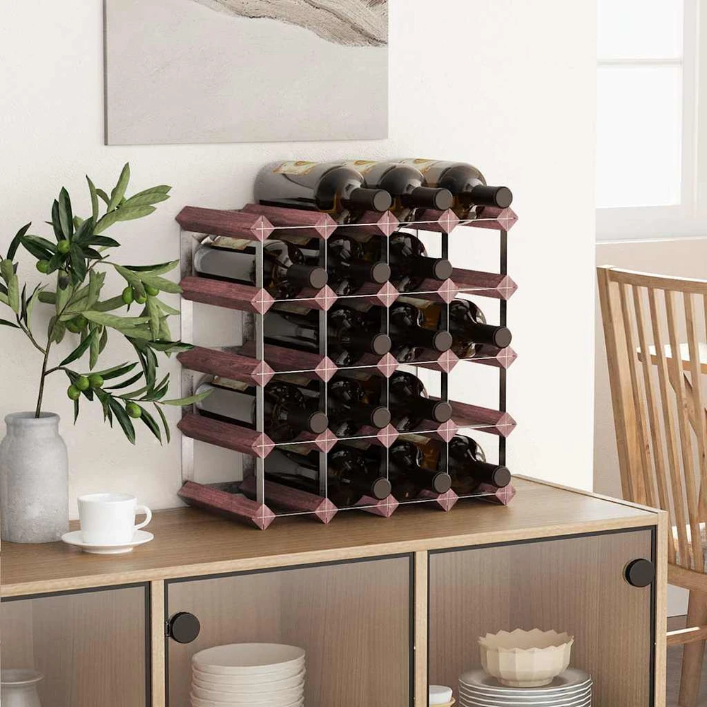 Vyno laikiklis 20 butelių, rudas, pušies medienos masyvas