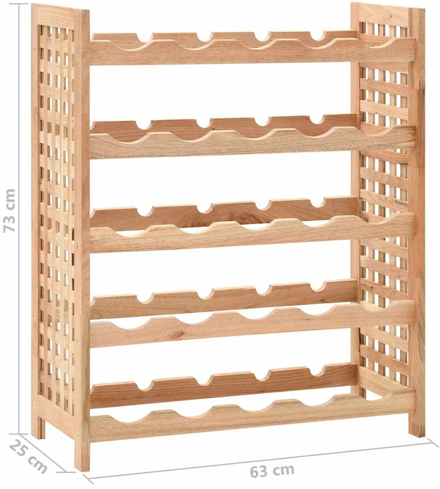 Vyno laikiklis 25 buteliams, 63x25x73cm, riešutmedžio masyvas