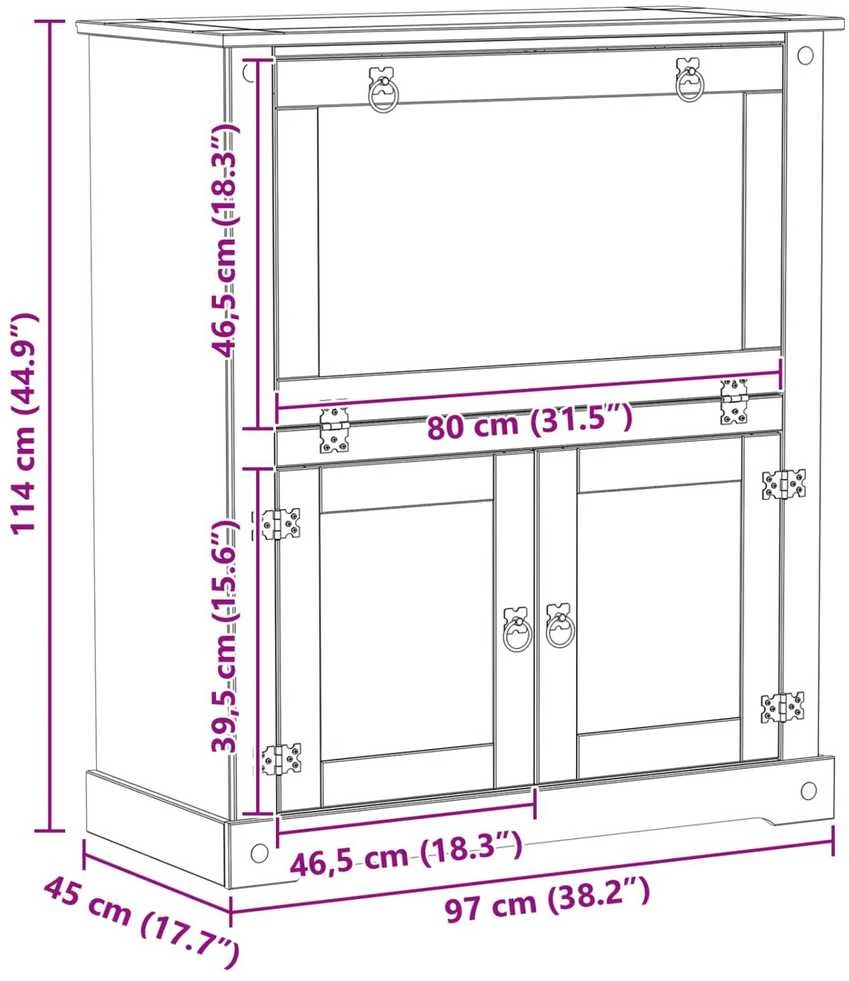 Vyno spinta Balta 97 x 45 x 114 cm Kietos pušies mediena