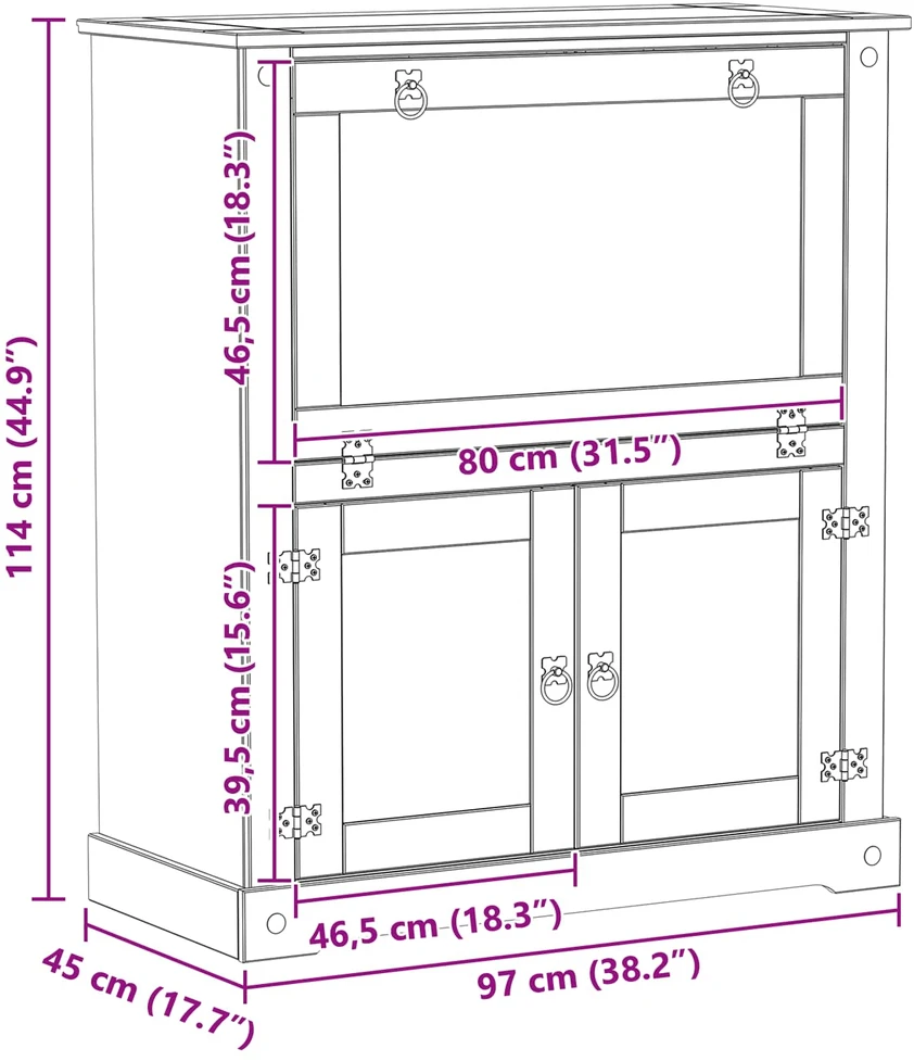 Vyno spinta Balta 97 x 45 x 114 cm Kietos pušies mediena