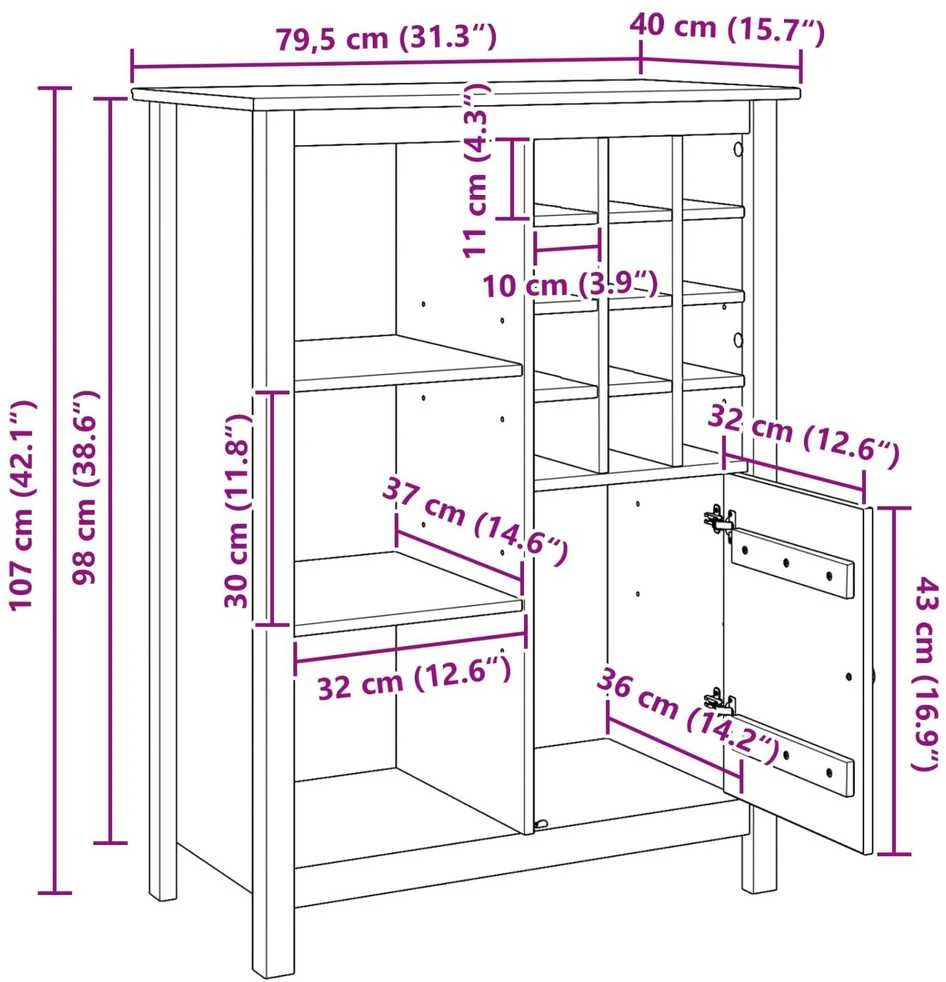 Vyno spinta HILL Medus ruda 79.5 x 40 x 107.5 cm