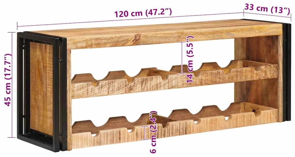 Vyno stovas Ruda 100 x 45 x 33 cm Kietas Rupus Mangų Medis