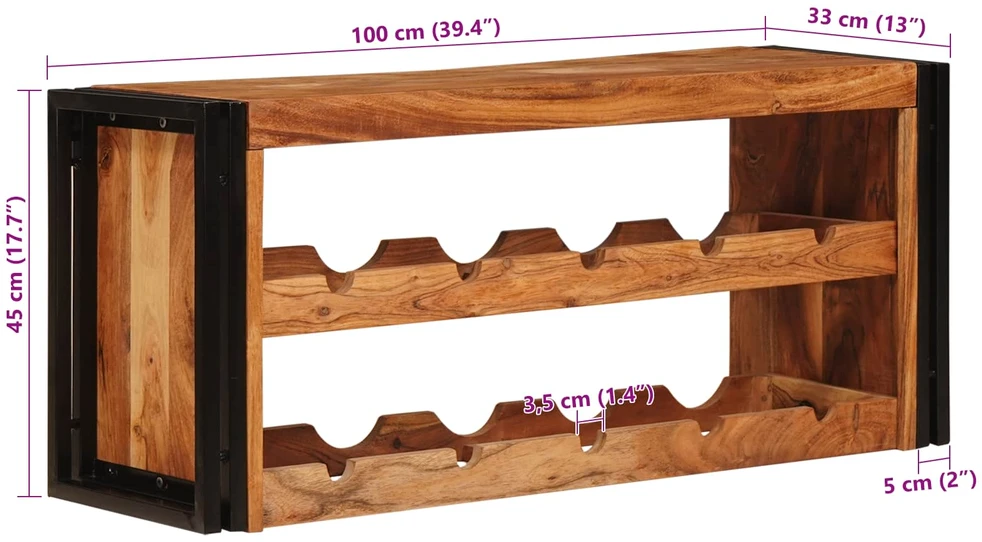 Vyno stovas Ruda 100 x 45 x 33 cm Kietos akacijos mediena