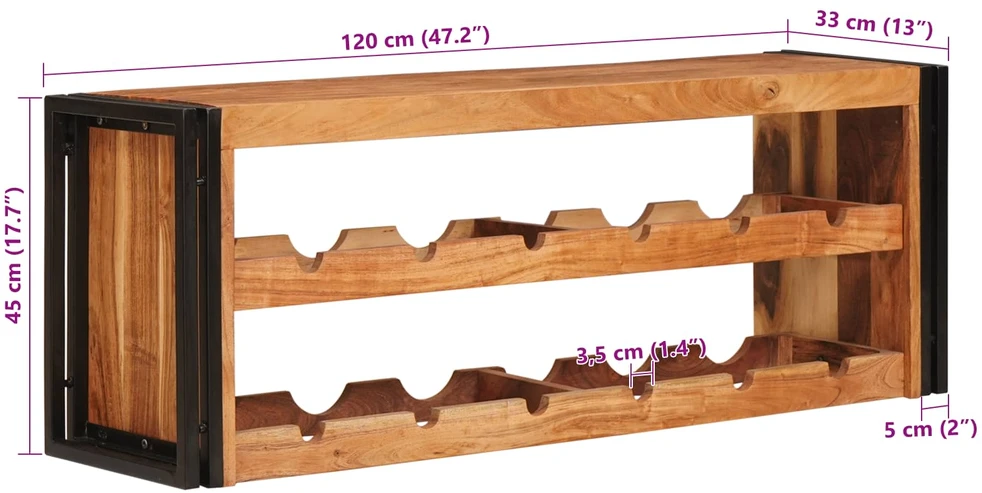 Vyno stovas Ruda 120 x 45 x 33 cm Kietos akacijos mediena